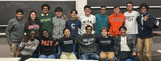 two rows of smiling students